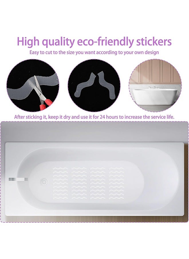 25 Pcs Anti Slip Shower Stickers - S-Shape Clear Non-Slip Safety Bathtub Strips, Adhesive Decals Scraper for Bathroom Tubs Stairs Pools Kitchen Shower - With Scraper - Image 4